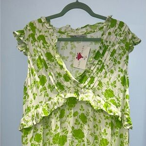 Floral Green and White Maxi Dress